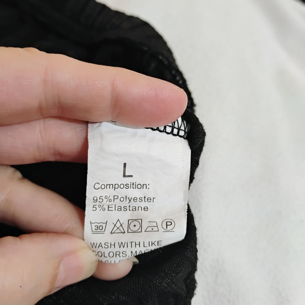 Elegant Black Ribbed Wide Leg Pants - Picture 3 of 9